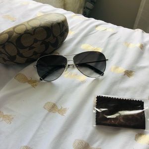 Coach Silver Aviator Sunglasses L911 Juliana